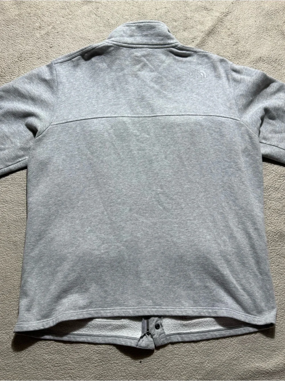 The North Face Jacket Mens XL Gray Full Zip Snap Buttons Fleece Lined Pockets